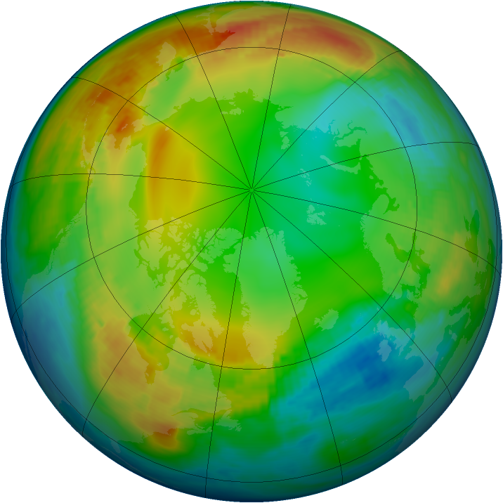 Arctic ozone map for 16 January 1983